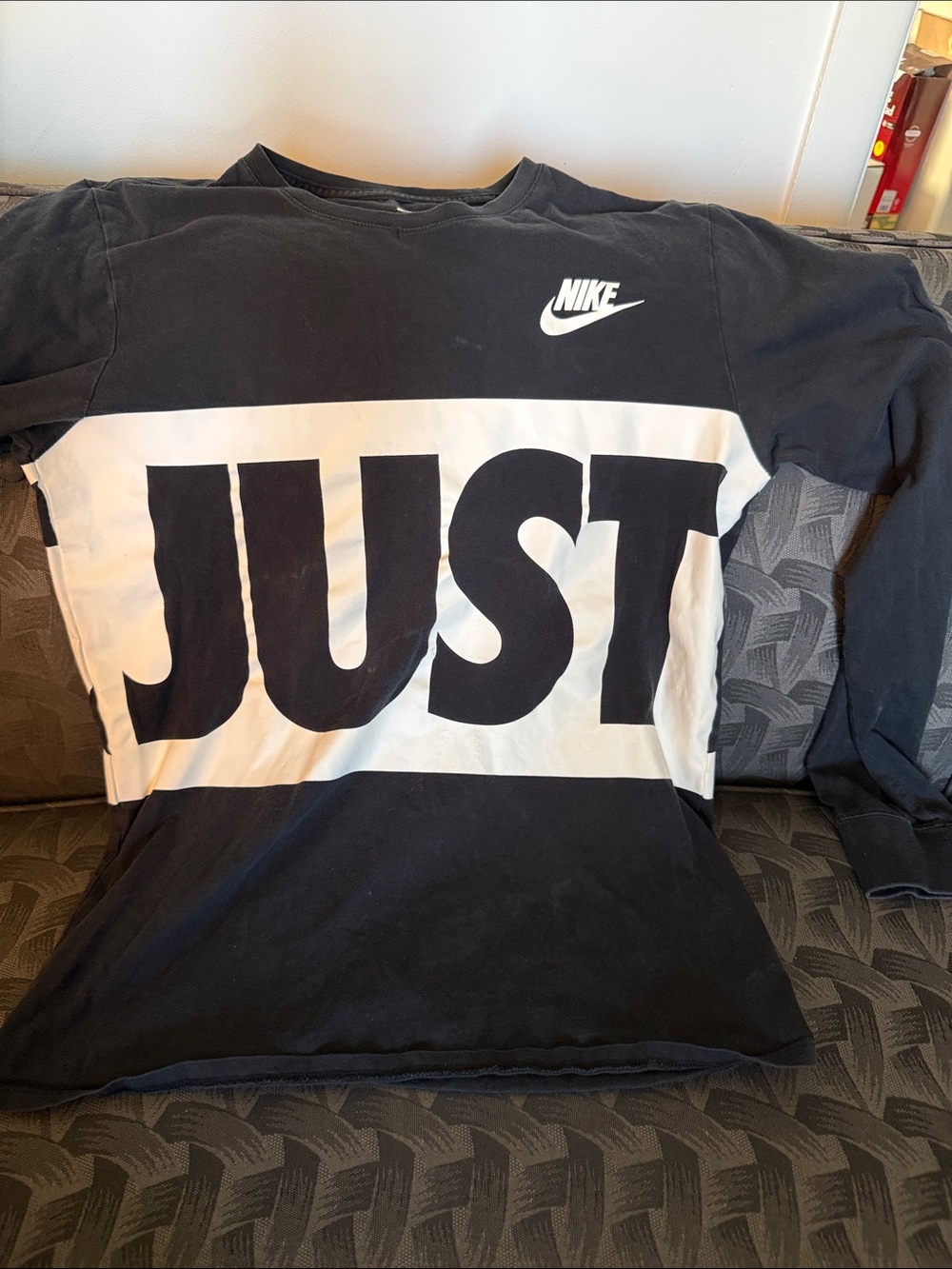 Nike Black and White JUST Graphic Long Sleeve Shirt